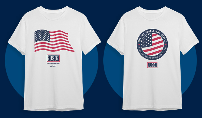 Pictures of both USO T-Shirt Designs