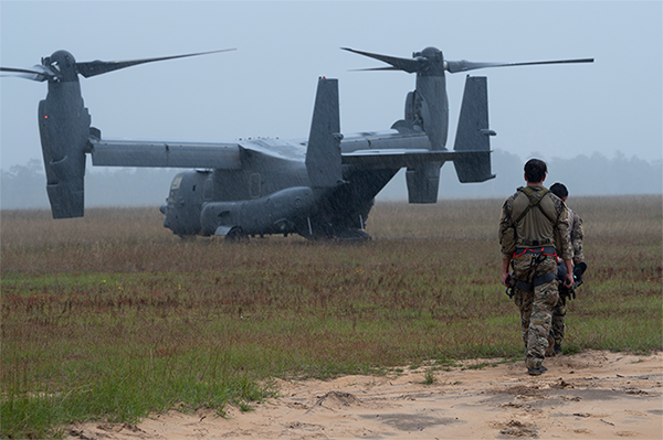 Airmen approaching plane.