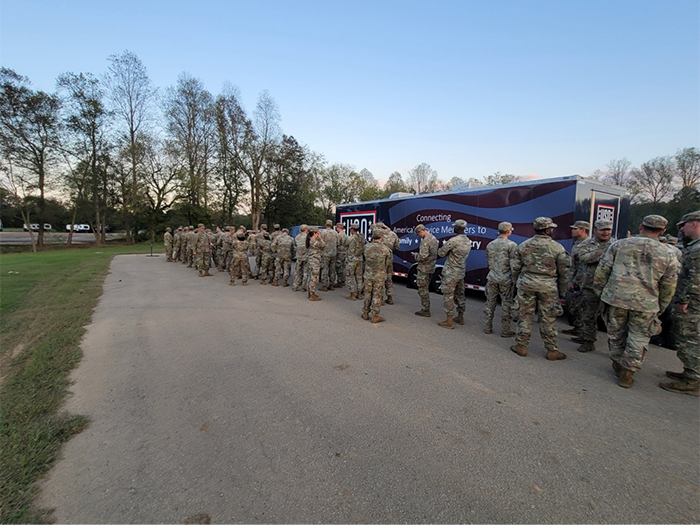 USO Mobile Centers serve hot meals to service members.