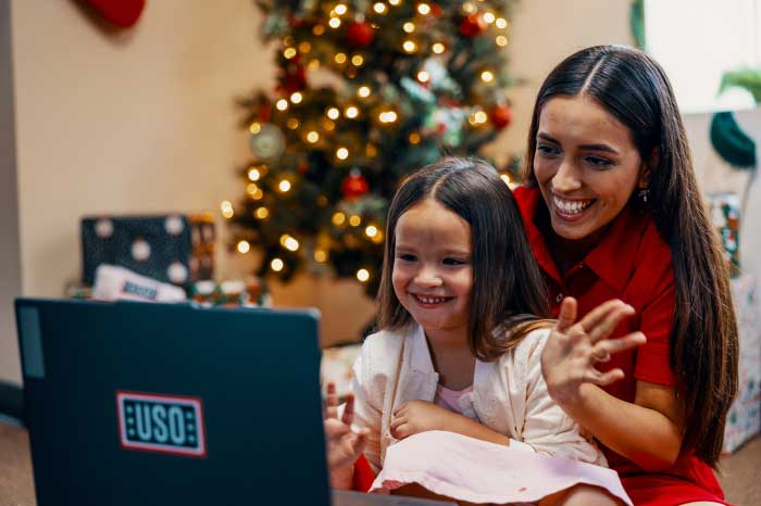 Image of mother and child on video call