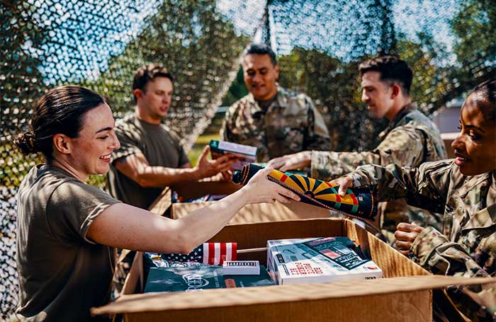  Image of soldiers opening care package