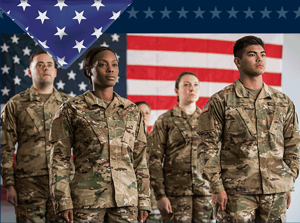 GIF of our service members and the American flag
