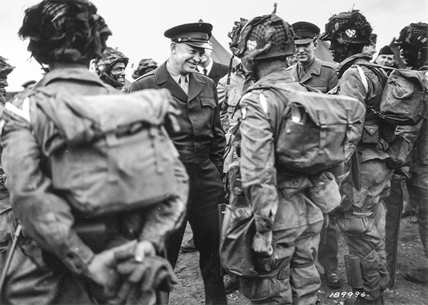 Dwight Eisenhower addressing troops historical image