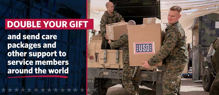 Double your gift and send care packages and other support to service members around the world.