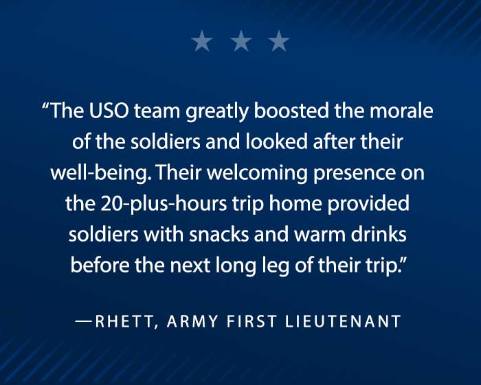 The USO team greatly boosted the morale...