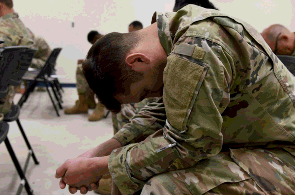 GIF: Service members at work and receiving USO support.