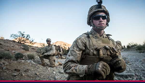 Service members in desert