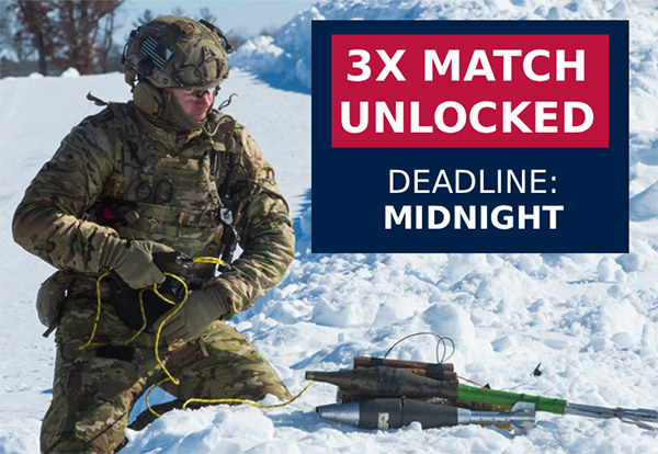 3X MATCH UNLOCKED. DEADLINE MIDNIGHT
